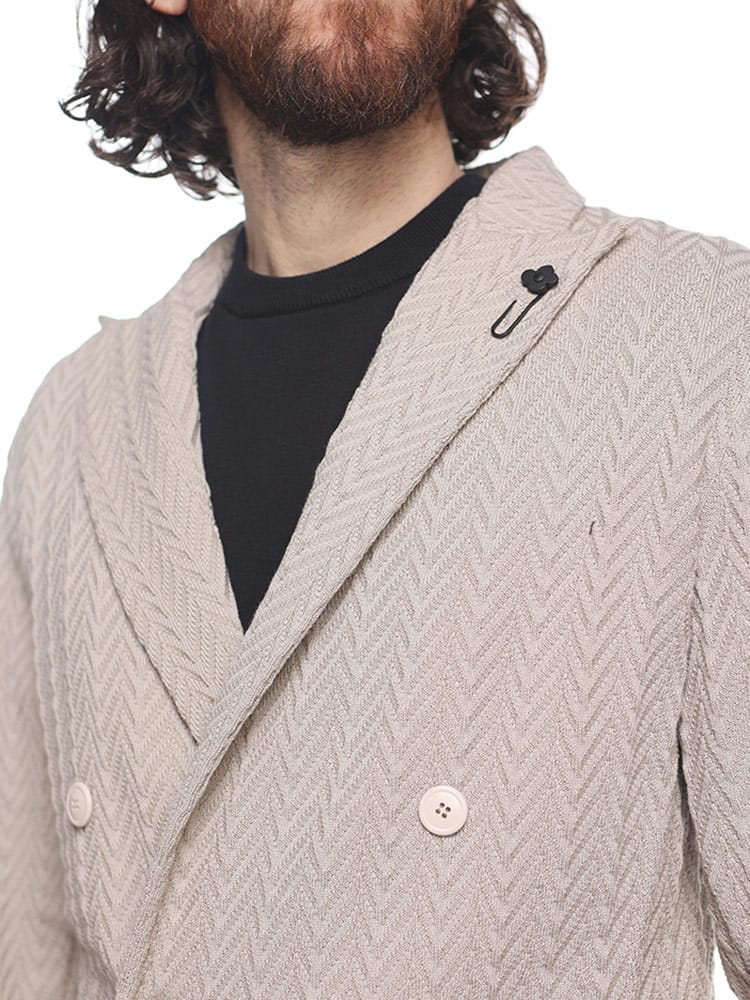 LARDINI (ラルディーニ) ダブル 6ツ釦 ケーブルニット ジャケット 