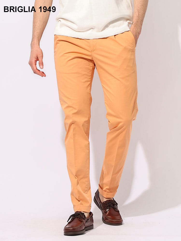 BRIGLIA (ブリリア) コットン 無地 ワンタック ロングパンツ BRIBG07324127 ブランド メンズ 男性 ボトムス