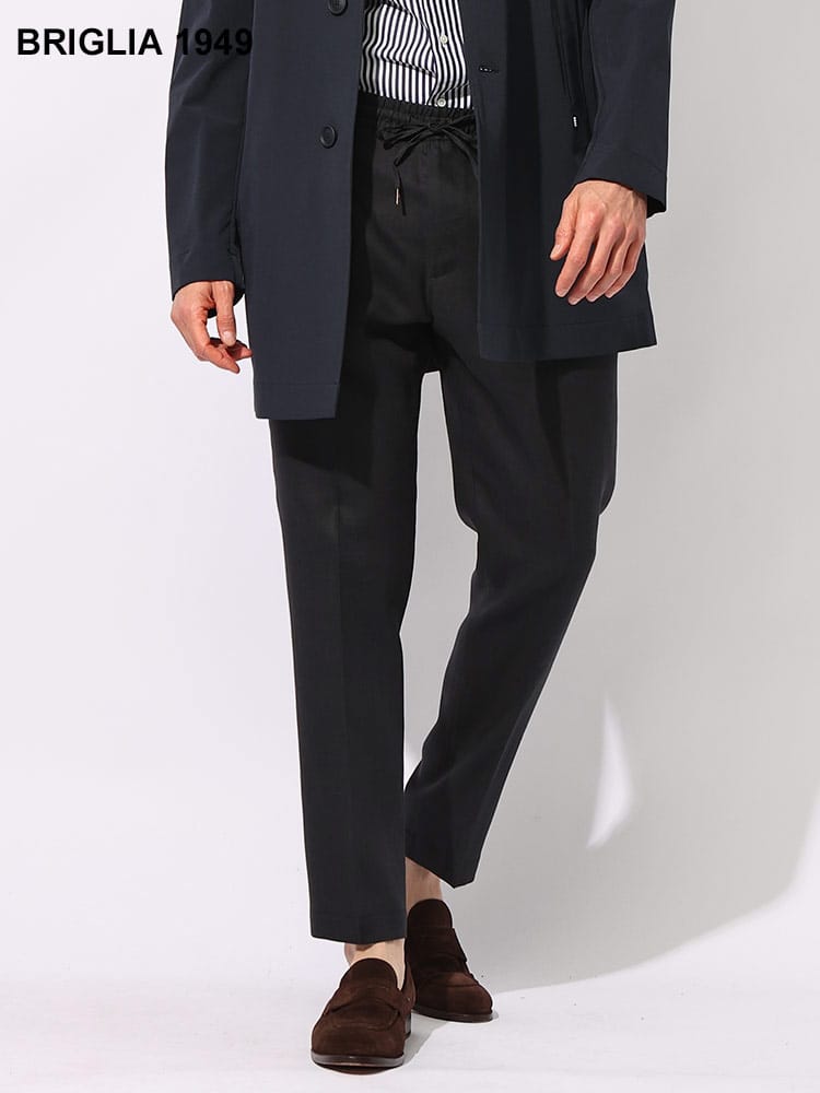 BRIGLIA (ブリリア) ストレッチリネン ウォッシャブル 無地 ウエストゴム ジョガーパンツ BRIWIMBLE324118 ブランド メンズ 男性 ボトムス