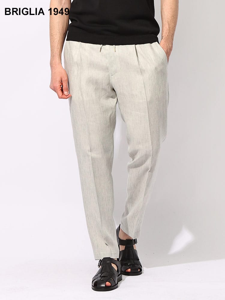 BRIGLIA (ブリリア) ストレッチリネン ウォッシャブル 無地 ウエストゴム ジョガーパンツ BRIWIMBLE324118 ブランド メンズ 男性 ボトムス