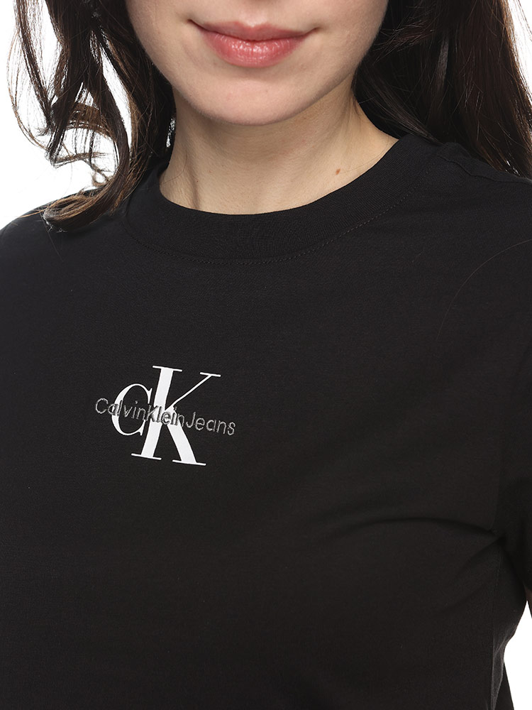 Calvin Klein (カルバンクライン) センターロゴ クルーネック ショート丈 半袖 Tシャツ【サカゼン公式通販】