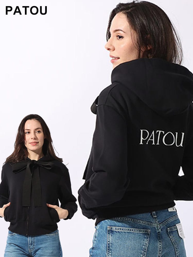 PATOU (パトゥ) 裏起毛 オーガニックコットン バックロゴ ジップアップ 