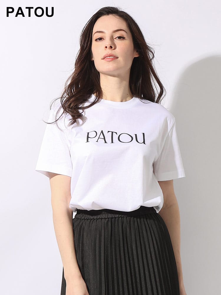 PATOU (パトゥ) コットン ロゴプリント クルーネック 半袖 Tシャツ ESSENTIAL PATOU レディース