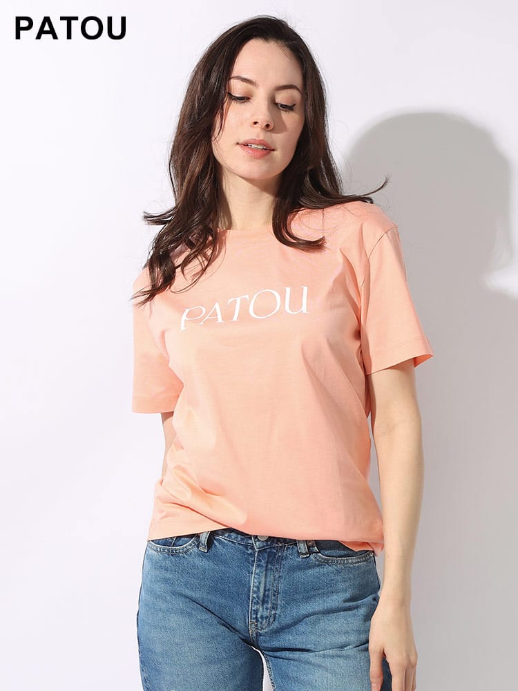 PATOU (パトゥ) コットン ロゴプリント クルーネック 半袖 Tシャツ ESSENTIAL PATOU レディース