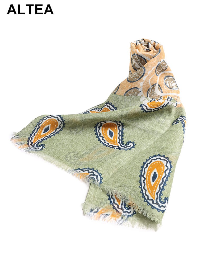 ALTEA (アルテア) 麻混 ペイズリー総柄 ストール AT2450101 ブランド メンズ 男性 ストール