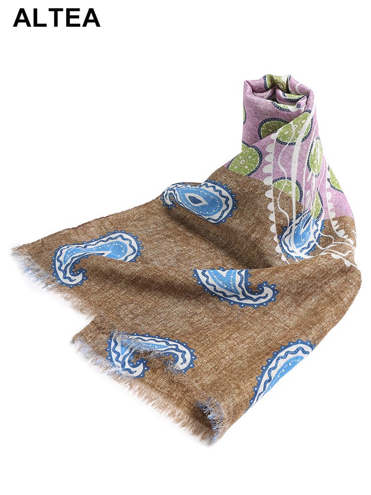 ALTEA (アルテア) 麻混 ペイズリー総柄 ストール AT2450101 ブランド メンズ 男性 ストール