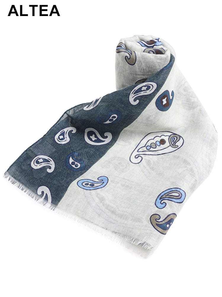 ALTEA (アルテア) 麻混 ペイズリー＆ドット総柄 ストール AT2450100 ブランド メンズ 男性 ストール