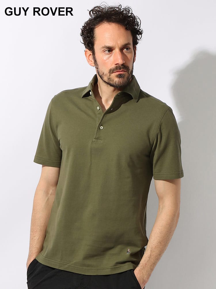 GUY ROVER (ギローバー ) カットアウェイ ワンポイント刺繍 無地 半袖 ポロシャツ