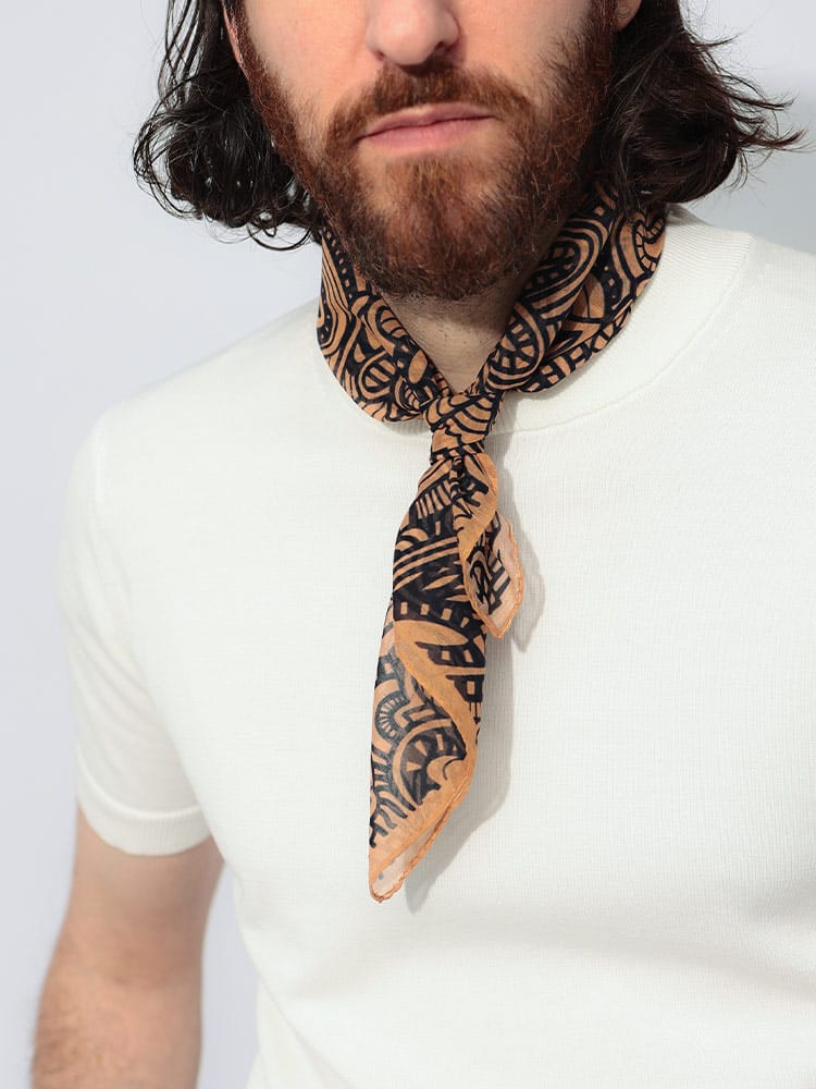 LARDINI (ラルディーニ) コットン シルク  ボタニカル柄 ポケットチーフ