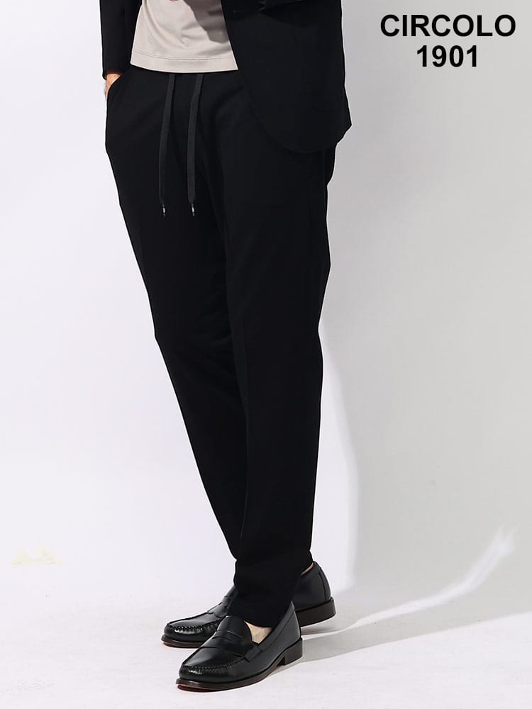 CIRCOLO 1901 (チルコロ1901) ストレッチ コットン 無地 ウエストコード ロングパンツ