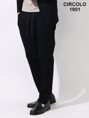 CIRCOLO 1901 (チルコロ1901) ストレッチ コットン 無地 ウエストコード ロングパンツ