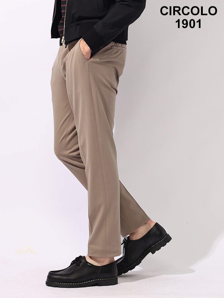 CIRCOLO 1901 (チルコロ1901) ストレッチ コットン 無地 ウエストコード ロングパンツ
