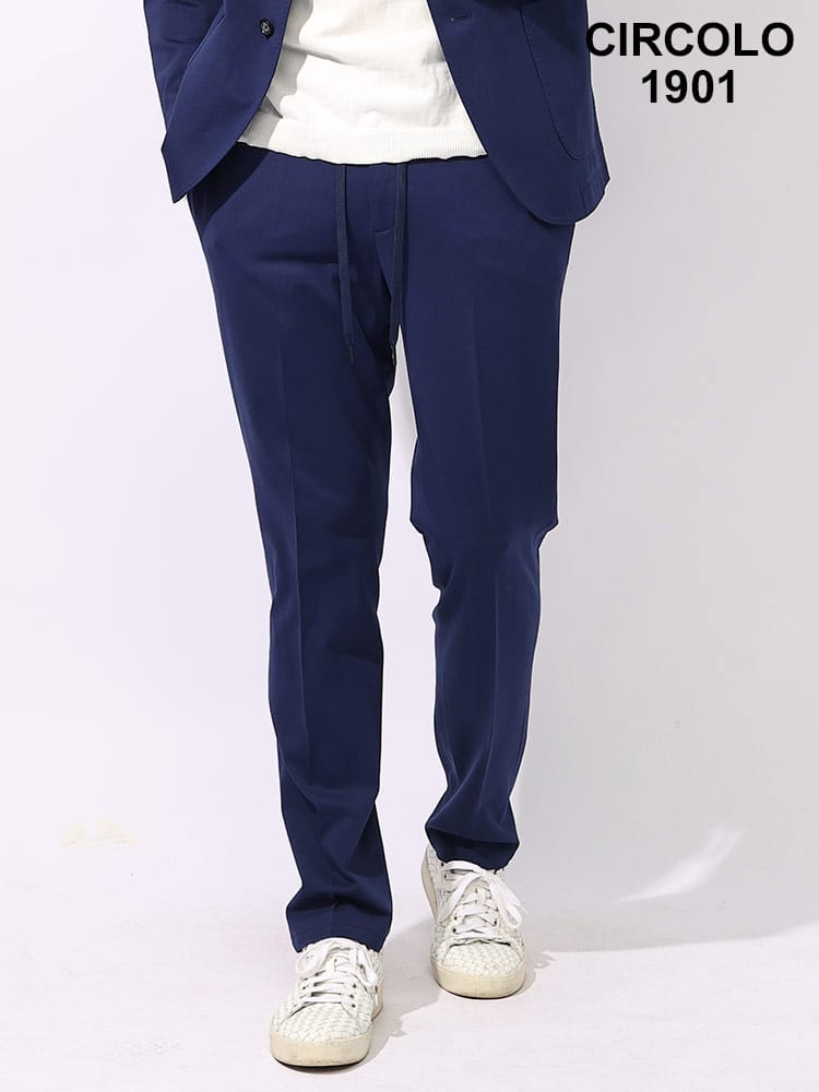 CIRCOLO 1901 (チルコロ1901) ストレッチ コットン 無地 ウエストコード ロングパンツ