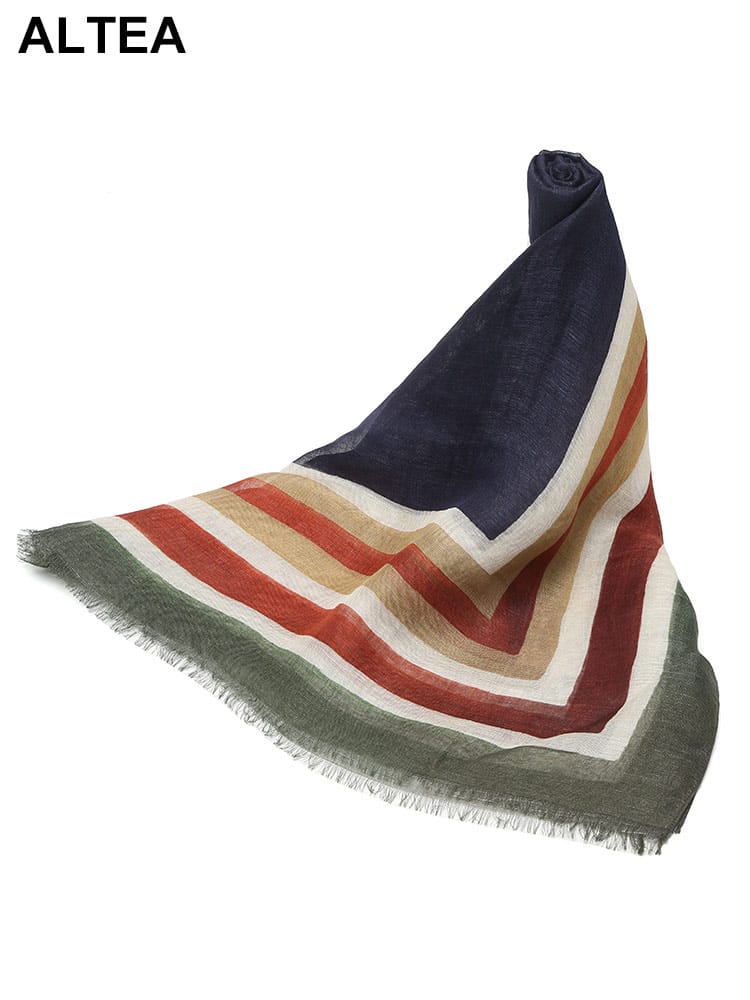 ALTEA (アルテア) シルクリネン エッジストライプ 大判 ストール