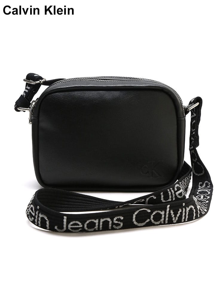 Calvin Klein  (カルバンクライン) フェイクレザー ワンポイントロゴ クロスボディバッグ レディース