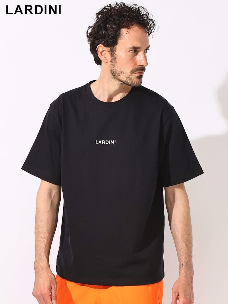 LARDINI (ラルディーニ) コットン100％ ゴシックロゴ クルーネック 半袖 Tシャツ