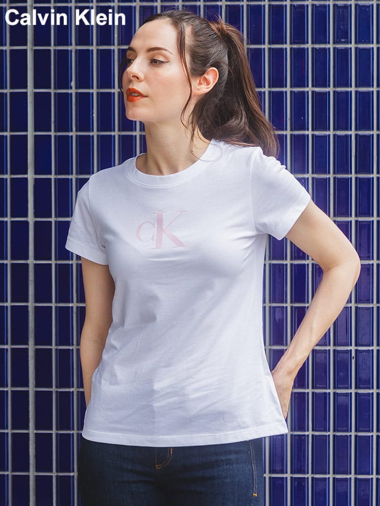 Calvin Klein (カルバンクライン) Calvin Klein jeans フロントロゴ クルーネック 半袖 Tシャツ CKLJ20J222343