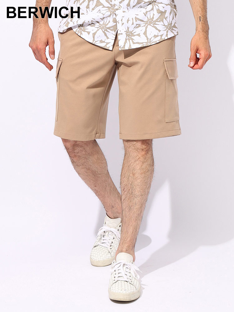 BERWICH (ベルウィッチ) ジャージー ストレッチ 無地 ポケット付き ショートパンツ BEWSAFARIS メンズ パンツ・ズボン 新品 ブラウン 1XL シーン 的 性 日常
