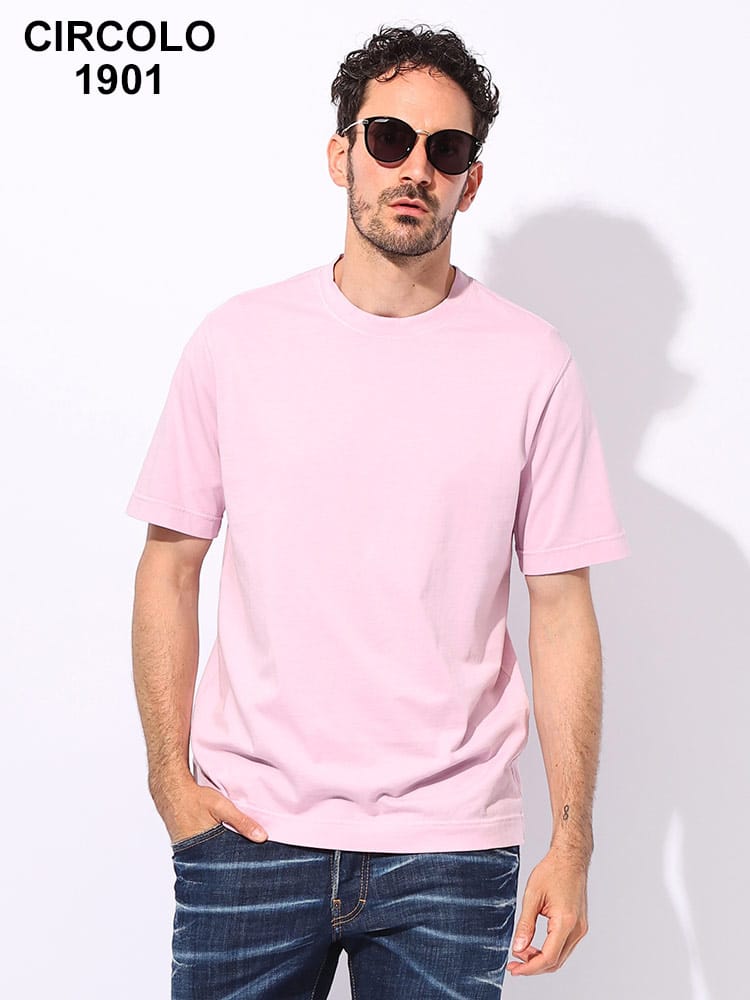 CIRCOLO 1901 (チルコロ1901) コットンジャージー 無地 クルーネック 半袖 Tシャツ  CICN4300 メンズ