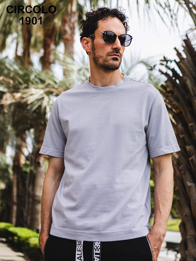CIRCOLO 1901 (チルコロ1901) コットンジャージー 無地 クルーネック 半袖 Tシャツ  CICN4300 メンズ