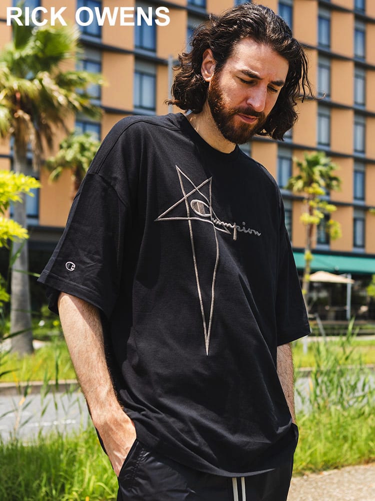 RICK OWENS (リックオウエンス) RICK OWENS×Champion TOMMY 半袖 ロングTシャツ RICKCM01D9229 メンズ