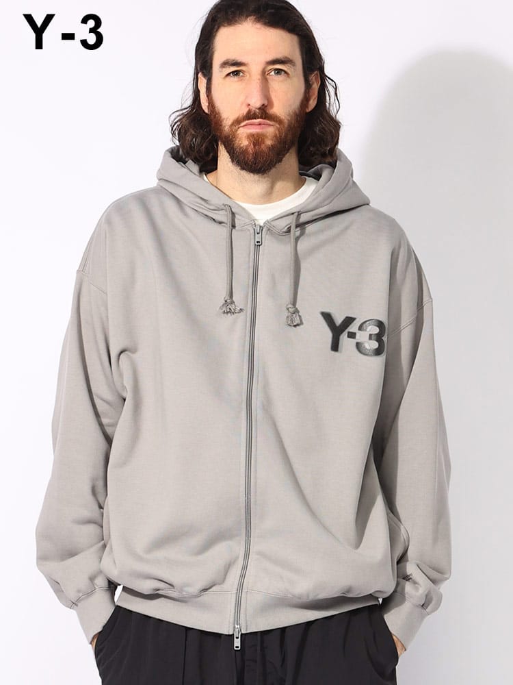 Y-3 (ワイスリー) 裏起毛 胸ロゴ フルジップ パーカー LOGO ZIP HODDIE 