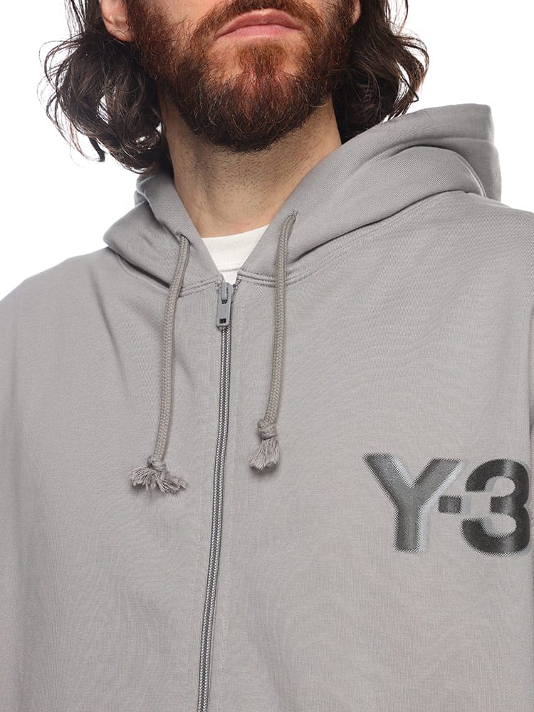 Y-3 (ワイスリー) 裏起毛 胸ロゴ フルジップ パーカー LOGO ZIP HODDIE 