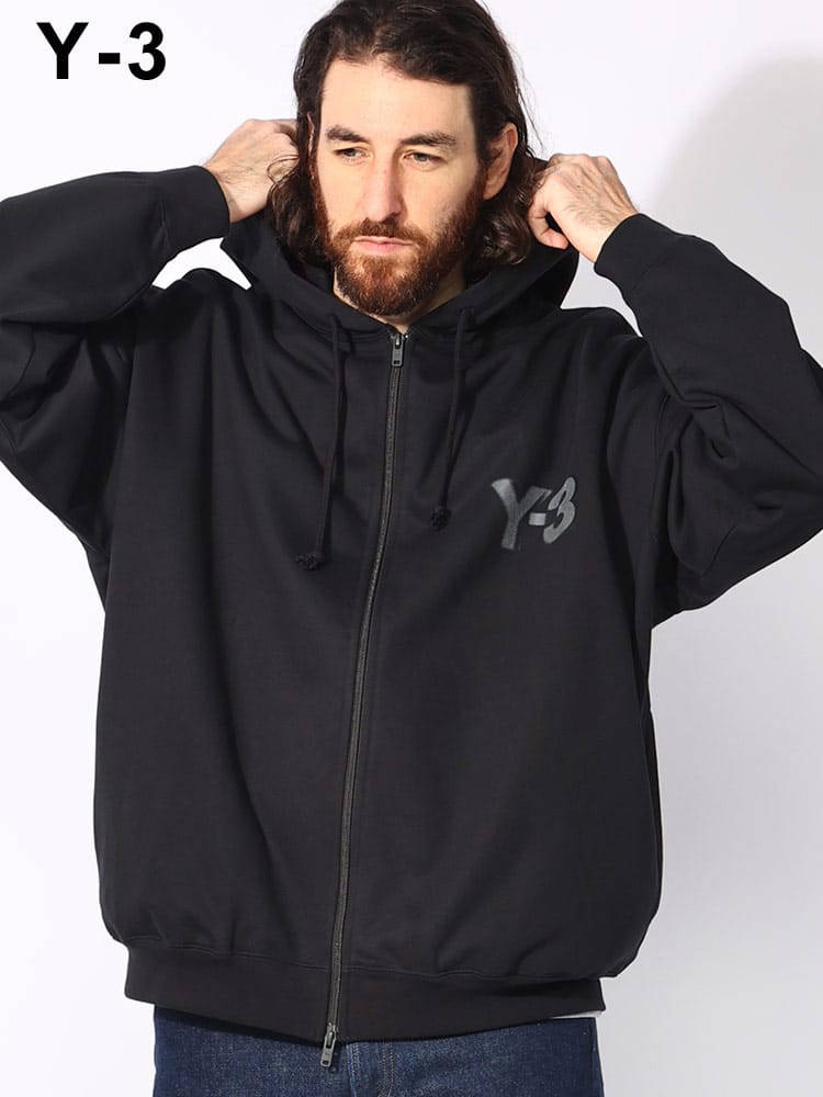 Y-3 (ワイスリー) 裏起毛 胸ロゴ フルジップ パーカー LOGO ZIP HODDIE Y3JE9278 メンズ