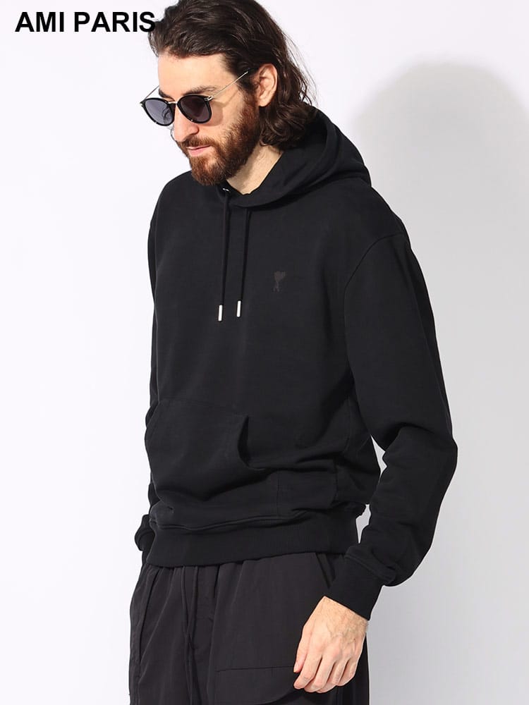 AMI PARIS (アミパリス ) 裏毛 オーガニックコットン ロゴ刺繍 プルオーバー パーカー AMUSW203730 メンズ
