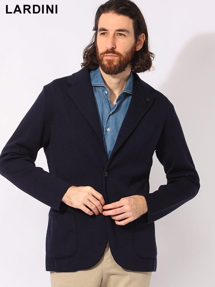 LARDINI (ラルディーニ) ウール シングル ニットジャケット LDLJM5663000 メンズ