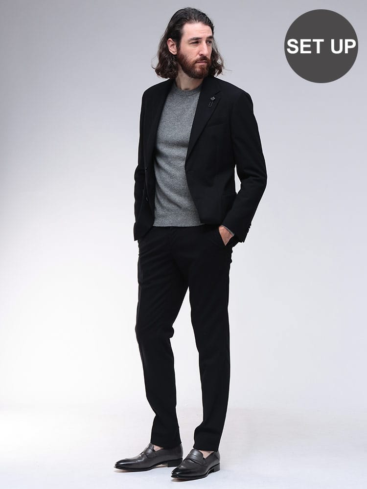 LARDINI (ラルディーニ) ストレッチ フランネル 無地 2つボタン シングル ノータック スーツ LD149EE63701P メンズ 