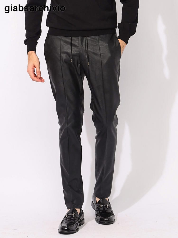 giabsarchivio (ジャブス アルキヴィオ) エコレザー ウエストコード パンツ GBSMASACCIA5419 メンズ