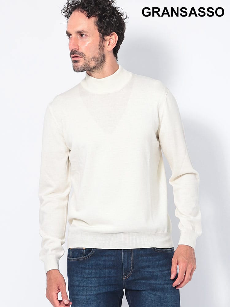 GRANSASSO (グランサッソ) ウール モックネック 長袖 ニット GS5515514290 メンズ