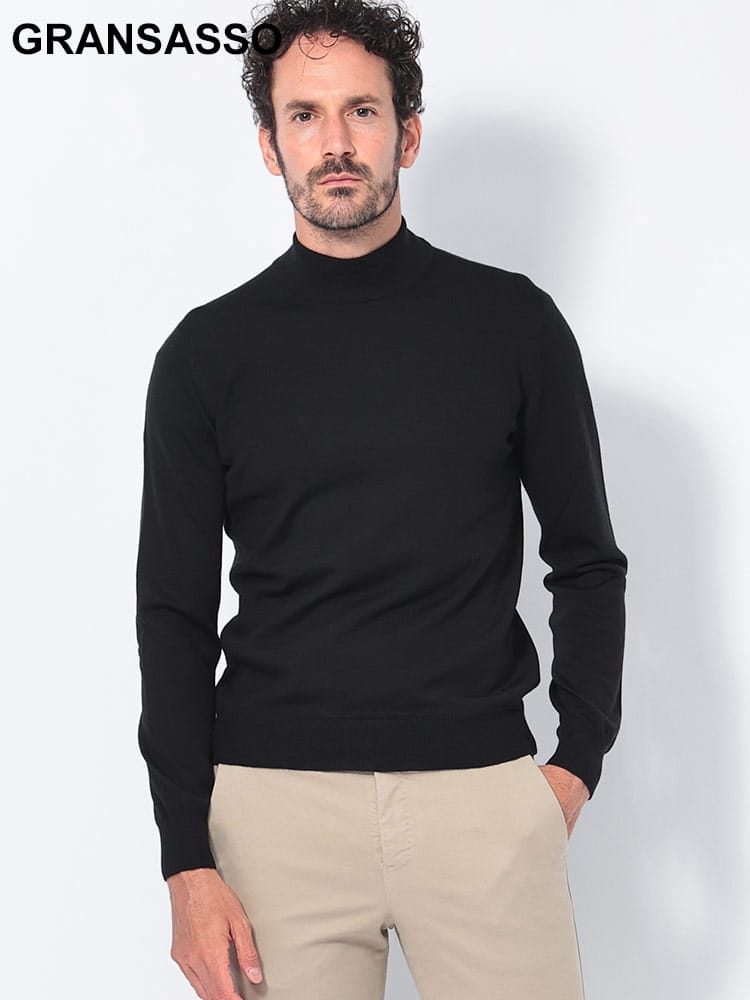 GRANSASSO (グランサッソ) ウール モックネック 長袖 ニット GS5515514290 メンズ