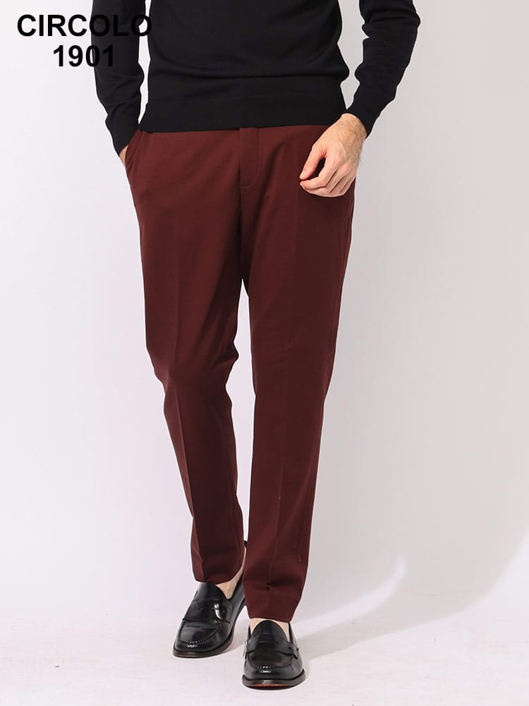 CIRCOLO 1901 (チルコロ1901) ストレッチ 無地 ノータック パンツ CICN4495 メンズ