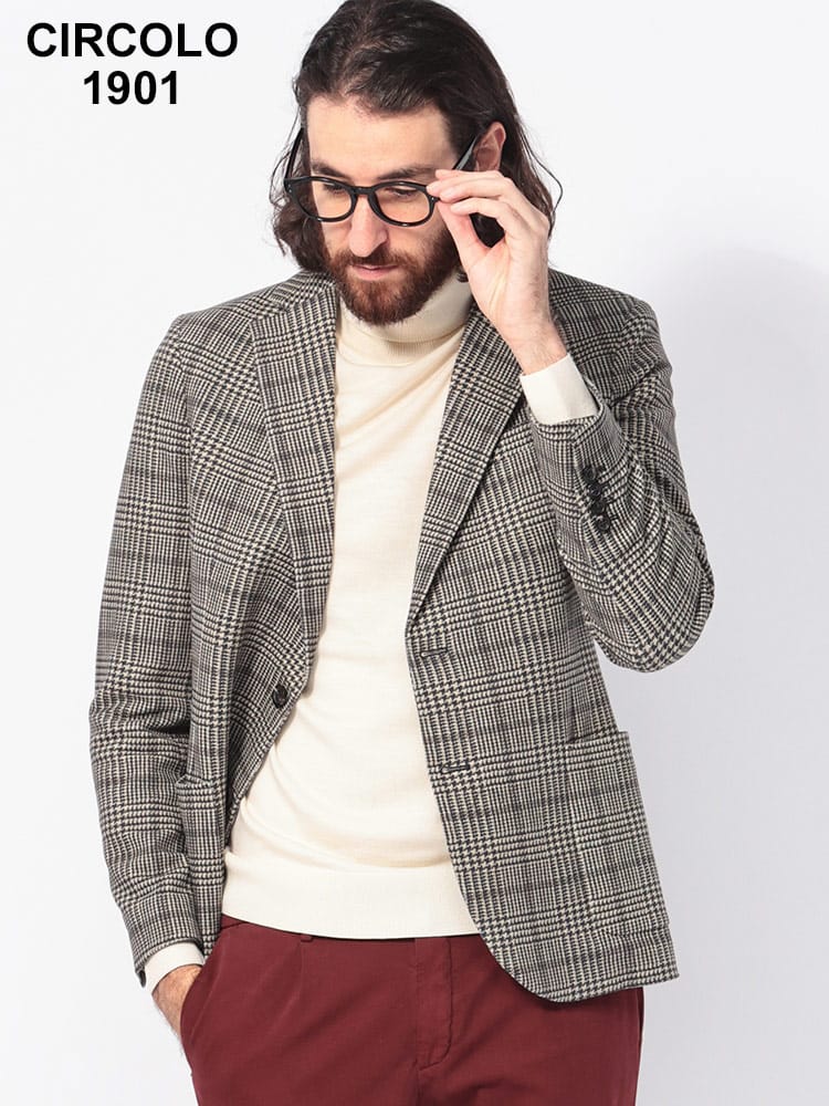 CIRCOLO 1901 (チルコロ1901) チェック シングル ニットジャケット CICN4544 メンズ