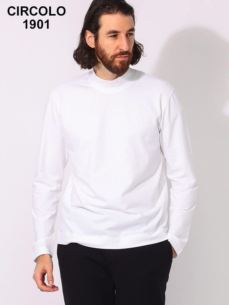 CIRCOLO 1901 (チルコロ1901) 無地 ハイネック 長袖 Tシャツ CICN4475 メンズ