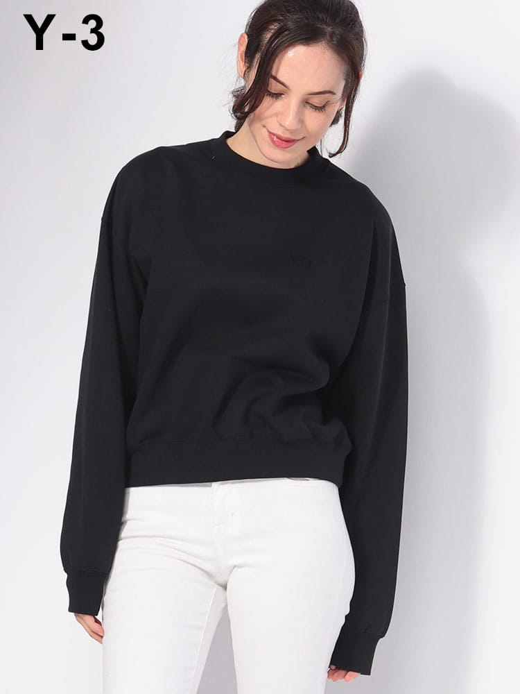 Y-3 (ワイスリー) ワンポイント ロゴ ショート丈 トレーナー BOXY Y3LJD9789 レディース