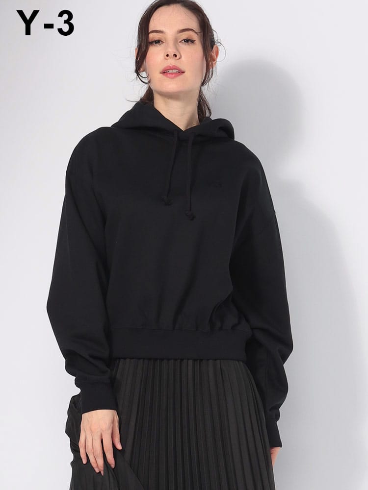 Y-3 (ワイスリー) ワンポイント ロゴ ショート丈 プルオアーバー パーカー BOXY Y3LJD9790 レディース