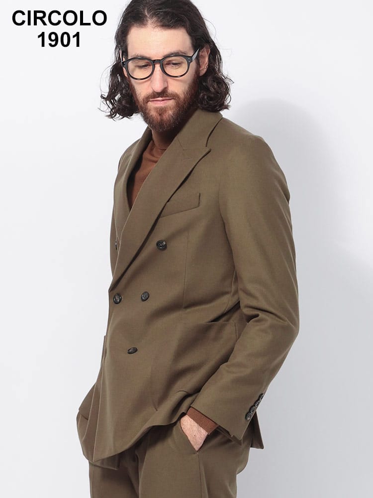 CIRCOLO 1901 (チルコロ1901) セットアップ対応 ウール100％ ダブルフロントジャケット CICN4590 メンズ