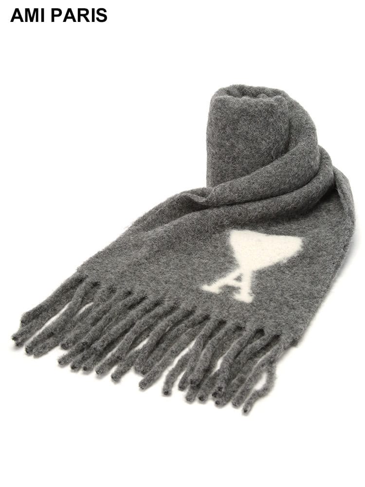AMI PARIS (アミパリス ) ロゴ フリンジ ロングマフラー OVERSIZE AMLUSF422AW0054 メンズ