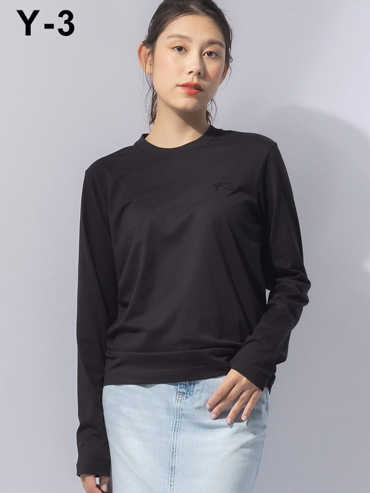 Y-3 (ワイスリー) 胸ロゴ クルーネック 長袖 Tシャツ Y3LIW0072 レディース