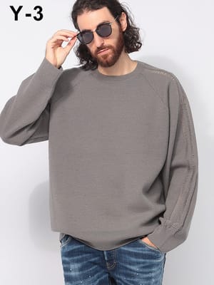 Y-3 (ワイスリー) 袖ライン リラックスシルエット ウールニット 3S KNIT CREW Y3JD9842 メンズ