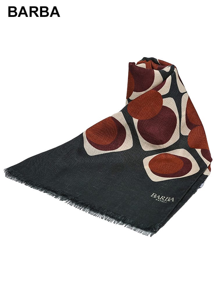 BARBA (バルバ) カシミヤ混 総柄 ストール BARSCARF4F メンズ