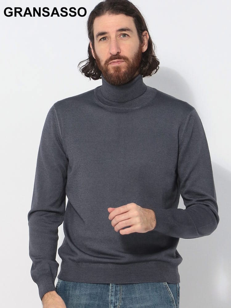 GRANSASSO (グランサッソ) ウール タートルネック 長袖 ニット 