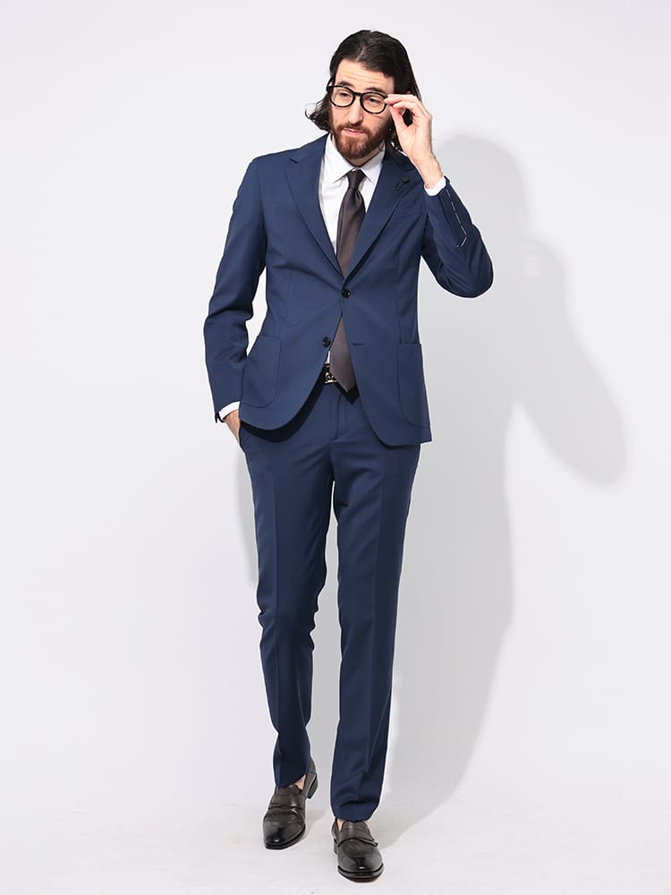 LARDINI (ラルディーニ) ストレッチウール シングル ノータック スーツ 
