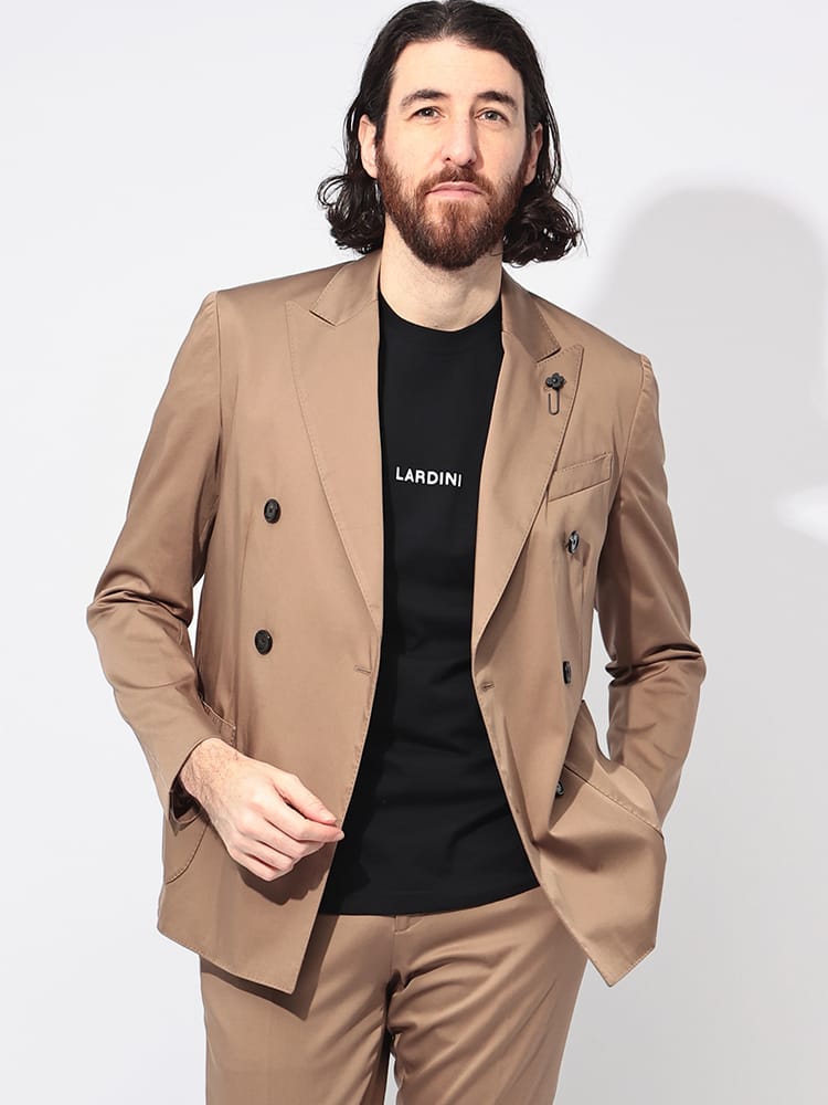 LARDINI (ラルディーニ) コットンサテン ストレッチ ダブル ジャケット LD6203QIF64402 メンズ