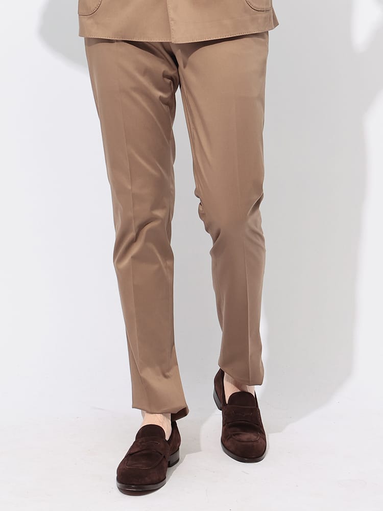 LARDINI (ラルディーニ) コットンサテン ストレッチ ノータック パンツ LDPARISIF64402 メンズ