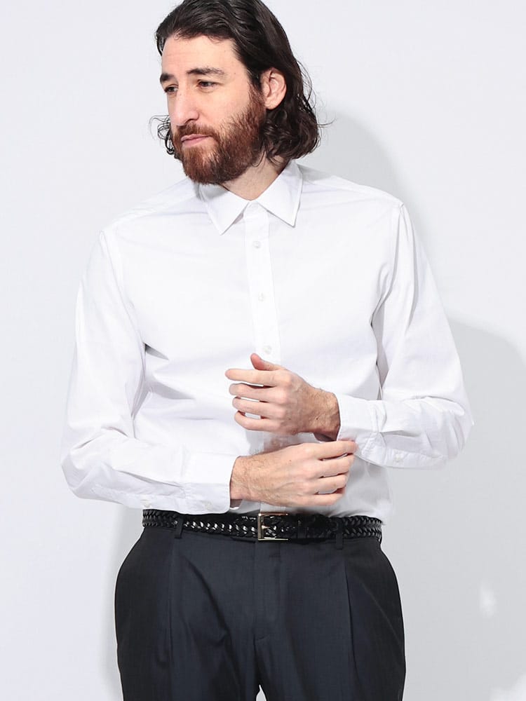 LARDINI (ラルディーニ) 綿100％ 無地 長袖 ドレスシャツ LDDANTEC1900 メンズ