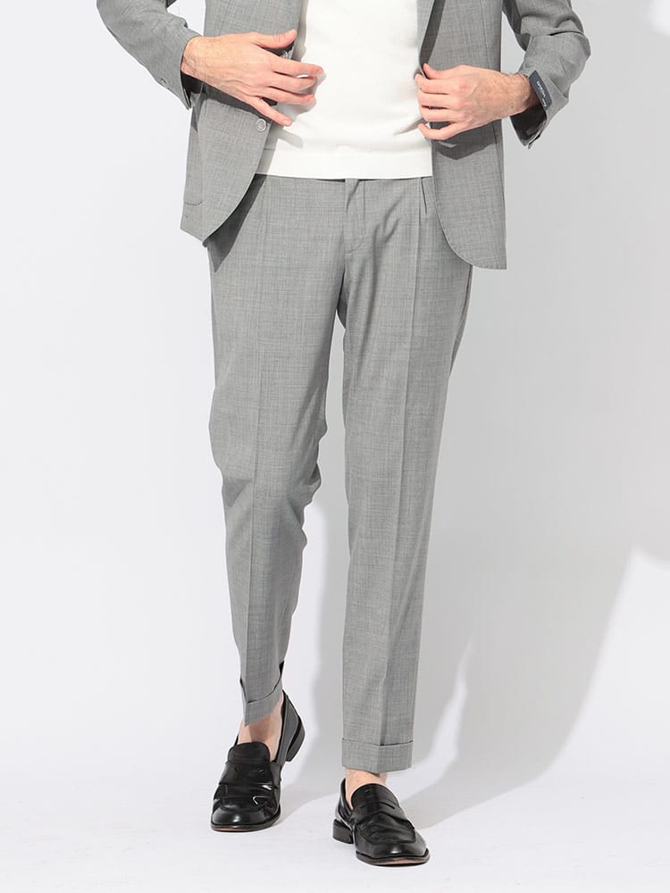 BARBA (バルバ) ウール混 無地 シングル ウエストコード パンツ BAR4805400113 メンズ